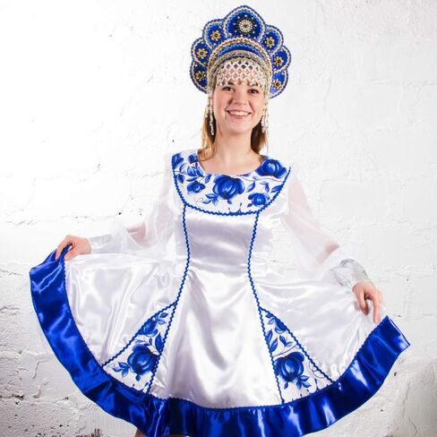 Russian Folk Costume 'Kokoshnik' Headdress in Blue, 5-10 years old in Saudi Arabia