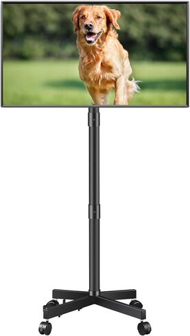 حامل تلفزيون متنقل لشاشات تلفزيون LCD منحنية مسطحة مقاس 23-60 بوصة، وعربة تلفزيون بأرضية دوارة مع رف للكمبيوتر المحمول، وحامل تلفزيون محمول قابل للتعديل بعجلات تصل إلى 55 رطلًا بحد أقصى VESA 400 × 400 مم in Kuwait