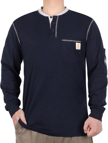 قمصان بوكومال الاب للرجال Cat2 5.5oz بأكمام طويلة Henley Workwear Workwear Flame Fire Shirt in Saudi Arabia