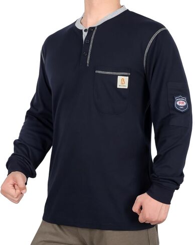 قمصان بوكومال الاب للرجال Cat2 5.5oz بأكمام طويلة Henley Workwear Workwear Flame Fire Shirt in Saudi Arabia