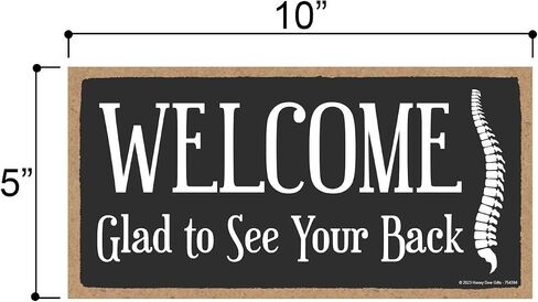 Honey Dew Gifts, Welcome Glad to See Your Back, 10 inch by 5 inch, Wooden Hanging Sign, Door Sign, Office Sign, Therapy Office Decor, Chiropractor Gift, Wooden Business Signs, 754394 in Kuwait