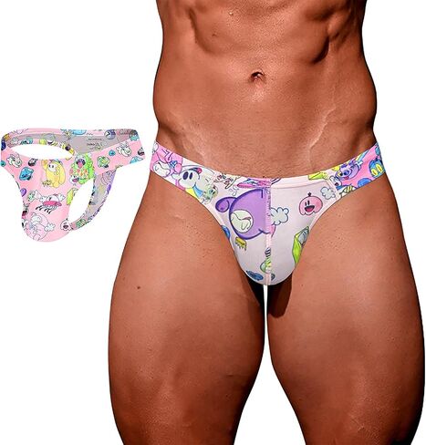 Thongs Cartoon Thongs High Cross Men G String Sexy Low Rise Graffiti Print Intelder in Kuwait