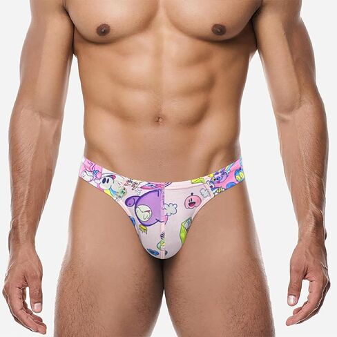 Thongs Cartoon Thongs High Cross Men G String Sexy Low Rise Graffiti Print Intelder in Kuwait