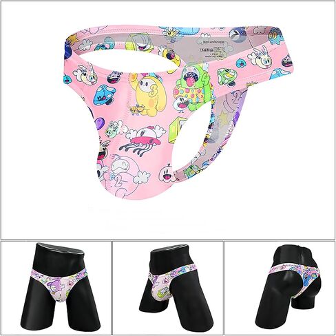 Thongs Cartoon Thongs High Cross Men G String Sexy Low Rise Graffiti Print Intelder in Kuwait