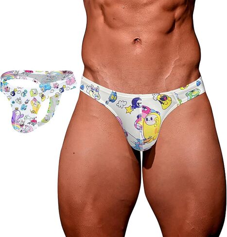 Thongs Cartoon Thongs High Cross Men G String Sexy Low Rise Graffiti Print Intelder in Kuwait