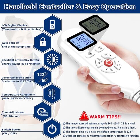 Hip Heating Pad for Hip/Sciatica Pain Relief, 86℉-158℉ Adjustable with Auto Shut Off Electric Heat Therapy for Lower Back/Thigh/Buttock Pain Relief (Blue) in Saudi Arabia