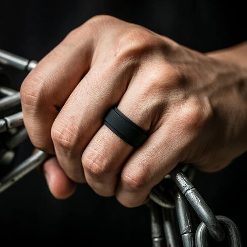 حلقات زفاف Thunderfit Silicone للرجال ، حافة خطوة التنفس 2 طبقات بعرض 10 مم 2.3 مم - 1/4/7 متنوعة متعددة in Saudi Arabia
