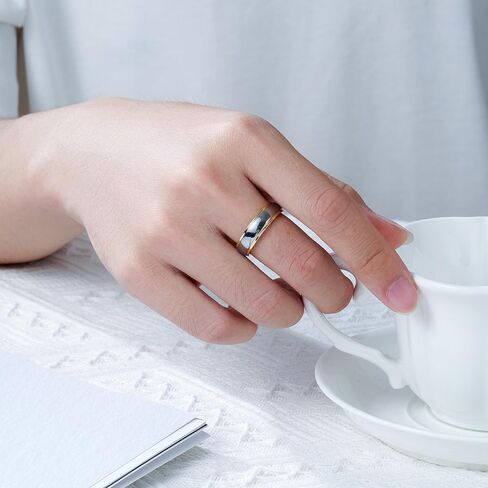 VQYSKO Tungsten Wedding Band Ring for Men Women | 6mm Gold Silver Two-Tone Step Edges Tungsten Wedding Band Ring for Men Women | High Polish Comfort Fit | Size 6-12 in Saudi Arabia