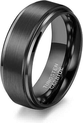 VQYSKO Tungsten Wedding Band Ring for Men Women | 6mm Gold Silver Two-Tone Step Edges Tungsten Wedding Band Ring for Men Women | High Polish Comfort Fit | Size 6-12 in Saudi Arabia