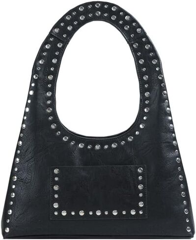 Molodo PU Leather Hobo Bag for Women Vintage Studded Tote Bag Handbag Trendy Shoulder Bag Punk Streetwear Handbag Purse in Saudi Arabia