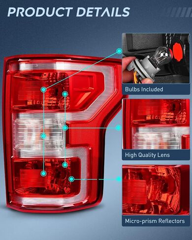 Nilight Taillight Assembly Compatible with 2018 2019 2020 Ford F150 F-150 Pickup Truck Rear Lamp Replacement OE Style Red Housing with Bulbs and Harness Driver and Passenger side in Saudi Arabia