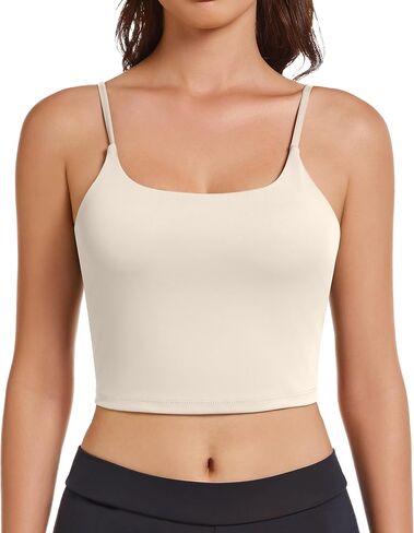 OVESPORT Women's Longline Sports Bras Women Workout Tank Tops with Built in Bra & Adjustable Straps for Yoga Gym Fitnesss in Kuwait