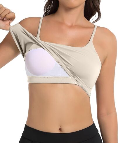 OVESPORT Women's Longline Sports Bras Women Workout Tank Tops with Built in Bra & Adjustable Straps for Yoga Gym Fitnesss in Kuwait
