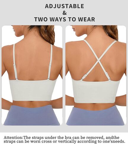 OVESPORT Women's Longline Sports Bras Women Workout Tank Tops with Built in Bra & Adjustable Straps for Yoga Gym Fitnesss in Kuwait