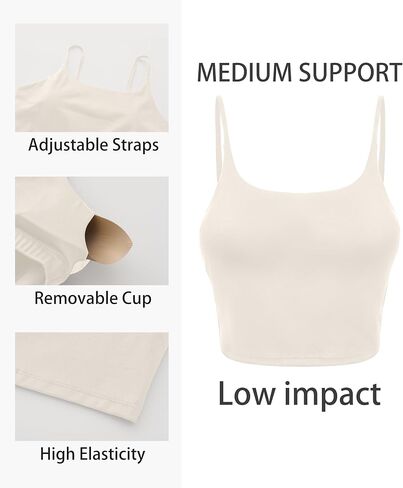 OVESPORT Women's Longline Sports Bras Women Workout Tank Tops with Built in Bra & Adjustable Straps for Yoga Gym Fitnesss in Kuwait