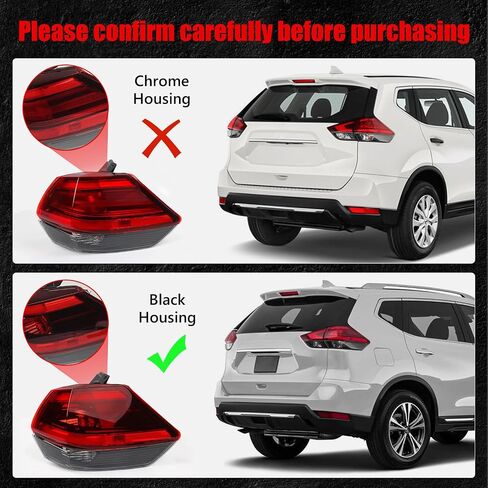 Huray Right Light Tail Light for Nissan Rogue 2017-2019 استبدال مجموعة المصباح الخلفي الجانبية للركاب لـ NI2805110 (السكن الكروم) in Kuwait