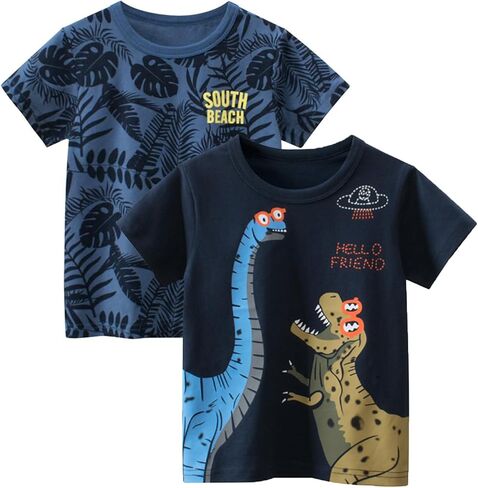 2 Pack Boys Thirts Kids Short Sleeve Dorts Toddler Summer Tees Basic Teaps Signal Size 2-7. in Kuwait