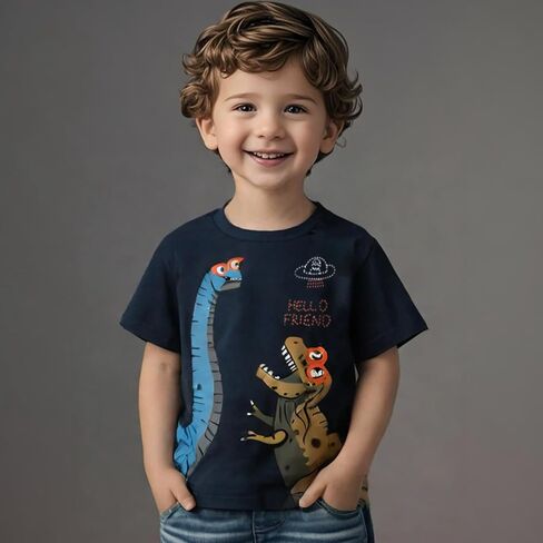 2 Pack Boys Thirts Kids Short Sleeve Dorts Toddler Summer Tees Basic Teaps Signal Size 2-7. in Kuwait