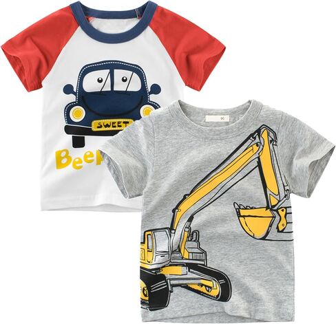 2 Pack Boys Thirts Kids Short Sleeve Dorts Toddler Summer Tees Basic Teaps Signal Size 2-7. in Kuwait