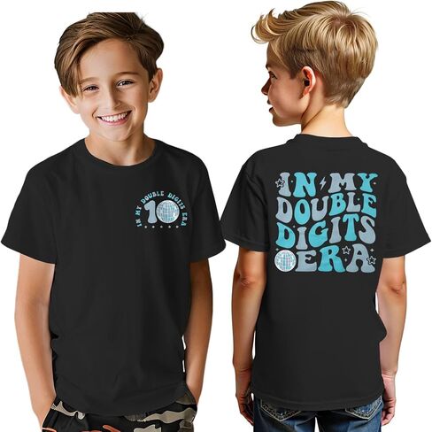 في أرقائي المزدوجة قميص قميص الأولاد عيد ميلاد tshirt 10 سنوات العاشرة عيد ميلاد بوي الزي أطفال عشرة يوم بيوم تي شيرت أعلى in Kuwait