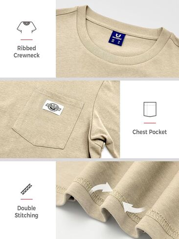 NORTHYARD Men's Cotton Work Shirt Heavyweight Crew Neck Short Sleeve T-Shirts Relaxed Fit Outdoor Wear with Chest Pocket in Saudi Arabia