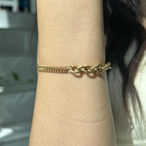 Stainless Steel Chunky Link Chain Bracelet For Men Women, Thick Layered Hand Chain S Buckle Jewelry in Kuwait