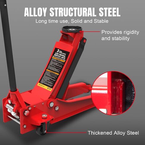 BIG RED T825013S1 Torin خدمة أرضية عربة هيدروليكية/أرضية مع حقيبة تخزين لحمل قالب النفخ، سعة 2.5 طن (5000 رطل)، أحمر in Saudi Arabia