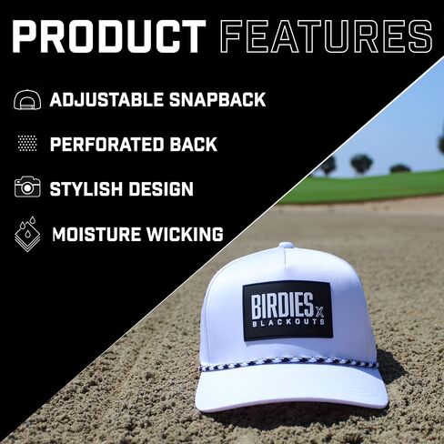 قبعة جولف للرجال - قبعة جولف Snapback - قبعة ممتعة للعب الجولف - قبعة جولف بحبل Snapback للرجال والنساء - اصنع المزيد من الطيور أبيض/أسود in Saudi Arabia