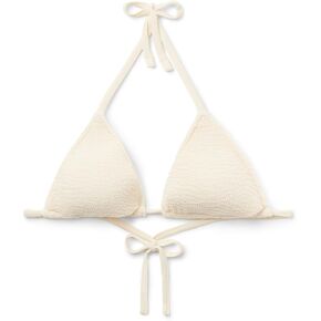 Woman's Removable Padding Triangle Swimsuit Top Crinkle Waves