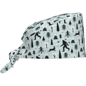 Working Cap Scrub Cap with Sweatband Adjustable Unisex Women Tie Back Hat Nurse Surgical Caps