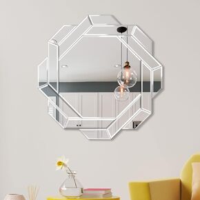 Phore Helicoid Wall Mirror 24" Frameless Beveled Decorative Mirror Accent Mirror for Bathroom, Entryway, Bedroom, Livingroom