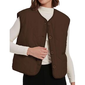 Womens Fall Reversible Vests Casual Button Down Sleeveless Sherpa Vest Fleece Padded Gilet Outerwear Jacket Coat
