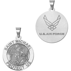 PicturesOnGold.com Saint Michael Doubledside AIR Force Religious Medal - 3/4 Inch Size of a Nickel - Sterling Silver