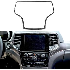 Tocatus Center Console Navigation GPS Radio Panel Trim Interior Accessories for 2014-2021 Jeep Grand Cherokee, ABS Carbon Fiber 1pc