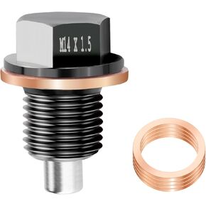 M14*1.5 Magnetic Oil Drain Plug with 5PCS Oil Plug Gasket,Aluminium Oil Pan Drain Plug for Adsorbing Iron Filings,Oil Pan Bolt Car Accessories Compatible with Honda Acura (M14x1.5)
