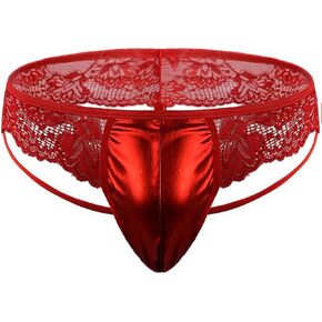 فريدي الخيال الرجال sissy sexy الدانتيل سراويل دانتيل لامعة لامع اللامع الحقيبة الجليدية ملابس داخلية موجزة الثونغ.