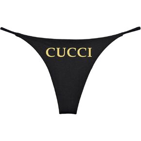 Cucci Womens Black Gold Thong (Set of 1) Black