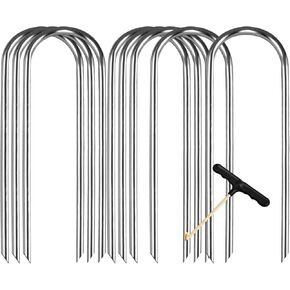 Trampoline Stakes High Wind 12 inch, Heavy Duty Trampoline Anchors 8pcs with T-Hook, U Shape Galvanized Steel Wind Stakes for Trampoline (Black U Type 8pcs) in Kuwait