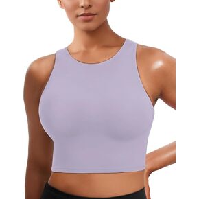 حمالات الصدر الرياضية للنساء ، داعمة Longline High Neck Sports Bra Push Up تمرين بنيت في قمم خزانات محاصيل حمالة الصدر