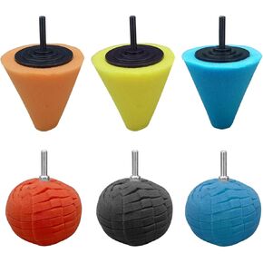 6PCS Car Buffing Polishing Pads for Drill Attachment- Auto Cone Metal Polish Foam Sponge Buffing Polishing Balls for Wheel Hub Cleaning- Car Buffer Polisher Kit for Auto Wheel Care & Detail Cleaning