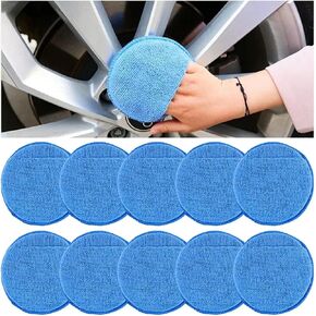 10PCS Car Wax Applicator Pads, Microfiber Automotive Applicator Foam Pads with Finger Pocket, 5 Inch Diameter Buffing and Detail for Vehicle Cleaning and Polishing, Universal Fit (Gray)