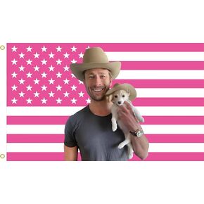 Wenwell Glenn American Flag Tapestry ، Pink Powell Cowboy Wall USA Flags ، 3 × 5 أقدام ، بوليستر مع الحلقات النحاسية