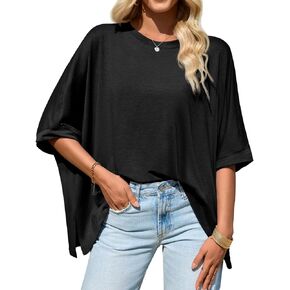 Tankaneo Womens كبير الحجم tshirts batwing short sweve hem tops stops الصيف غير الرسمي فضفاضة قمصان Tye Tye in Kuwait