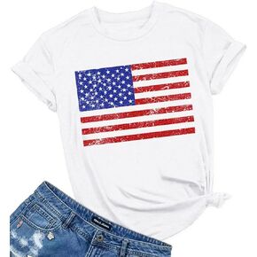 Woffccrd Womens American Flag Popsicle T-Shirts Tops 4th of July Patriotic Funny Graphic Tees
