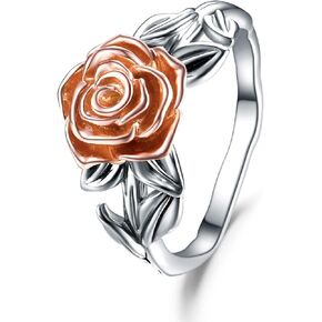 خواتم POPKIMI Rose Flower Rings من الفضة الإسترليني عيار 925 وخاتم وعد لعيد ميلاد صديق المرأة