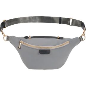 Gray Plus Size Fanny Pack for Women and Men, Fashion Crossbody Bag with Adjustable Belt Strap (Fits 42-54 In Waist)