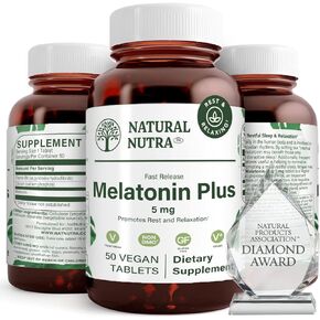 Natural Nutra Vegan Melatonin 5mg with Vitamin B6, Fast Dissolve, Melatonin with Calcium for Optimal Sleep, Help to Normal sleep, Gluten Free, 100 Tablets
