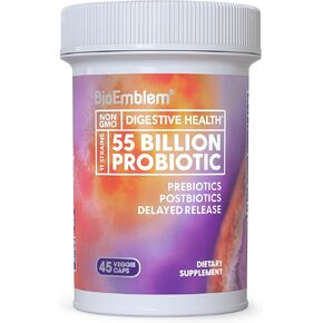 البروبيوتيك الحيوي للنساء والرجال - 55 مليار CFU | 11 سلالة مع prebiotics وما بعد البيوت | القدس الخرشوف والأنولين | الجهاز الهضمي والمناعة ، امتصاص المغذيات | غير المعدلة وراثيا ، 45 كبسولة