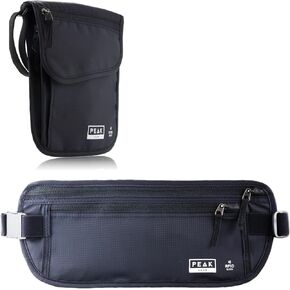 Travel Companion Combo - Hidden Travel Money Belt + Neck Wallet (Beige, Bundle)