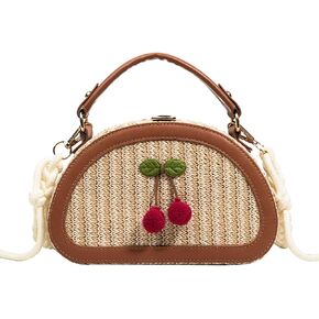 Small Straw Bag Handbag Shoulder Bag Summer Woven Cute Purses Vacation Beach Purse Crossbody Bag Cherry Gifts For Women